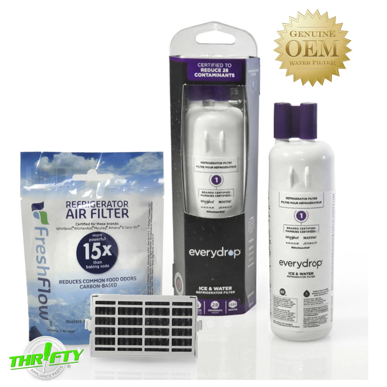EDR1RXD1 AIR1 Whirlpool / Maytag Refrigerator Water & Air Filter Freshness Kit 3 EDR1RXD1 AIR1 Whirlpool / Maytag Refrigerator Water & Air Filter Freshness Kit